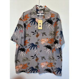 Hawaiian Button Up Shirt Island 2 Island GRAY MENS X large Short Sleeve NWT